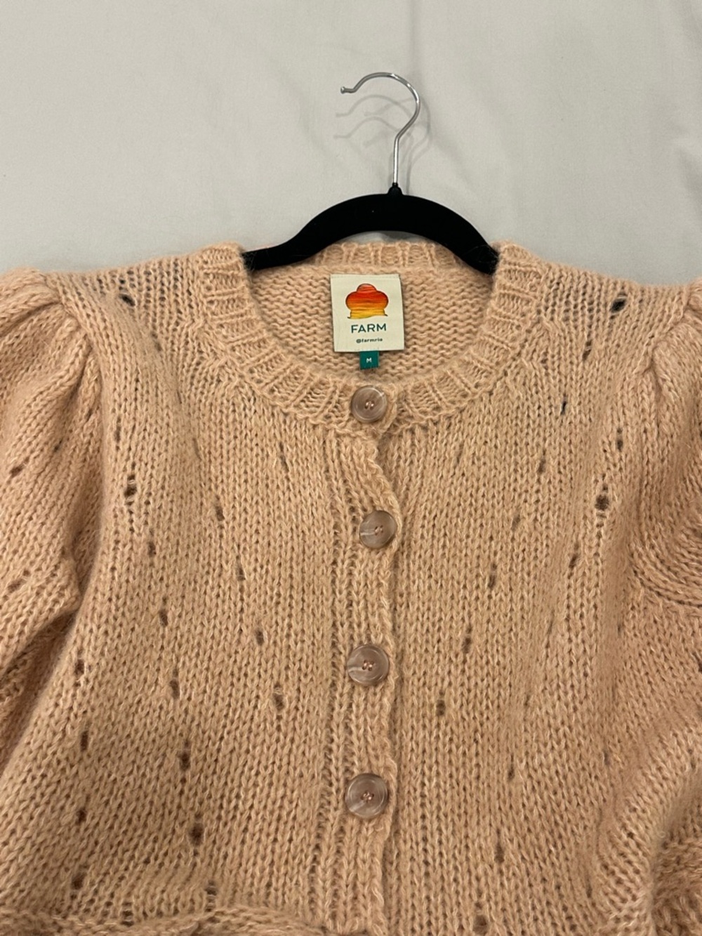FARM RIO Sand Ruffle Knit Cardigan New Without Tags - Picture 6 of 7